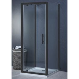 Aqua i 3 Sided Shower Enclosure - 900mm Pivot Door and 760mm Side Panels - Matt Black